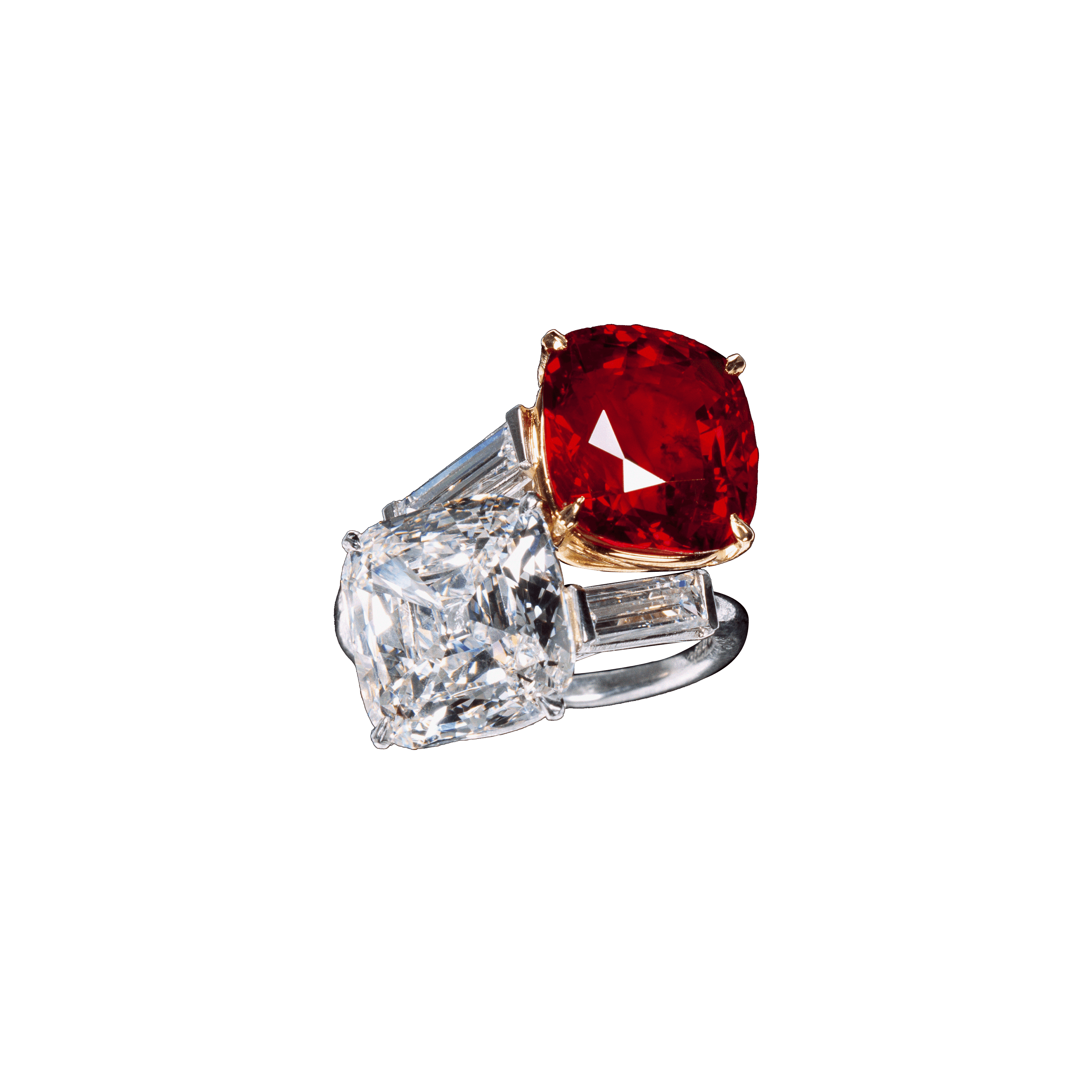 バゲットカットルビー ダイヤモンドリング R 0.33ct D 0.24ct K18PG 日独宝石研究所鑑別書付